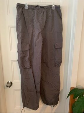 Refuge Athletic , Men's Gray parachute Pants - Elastic Waist Utility Trousers